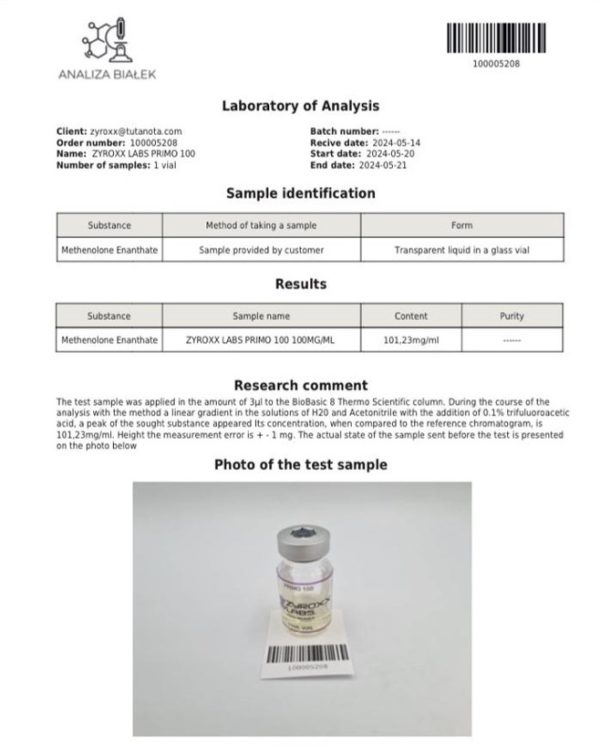 Authentic Primobolan 100 with Lab Test Zyroxx Labs - Image 4